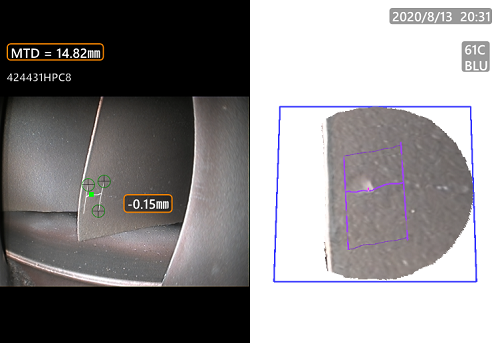 使用韋林工業內窺鏡測量凹坑深度 使用韋林工業內窺鏡測量凹坑深度