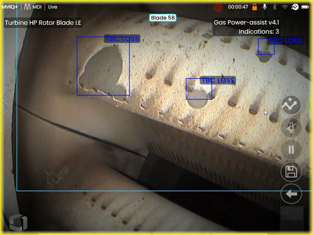 韋林智能工業(yè)內(nèi)窺鏡在顯示屏上實時顯示缺陷位置、缺陷種類和置信度等智能識別結(jié)果